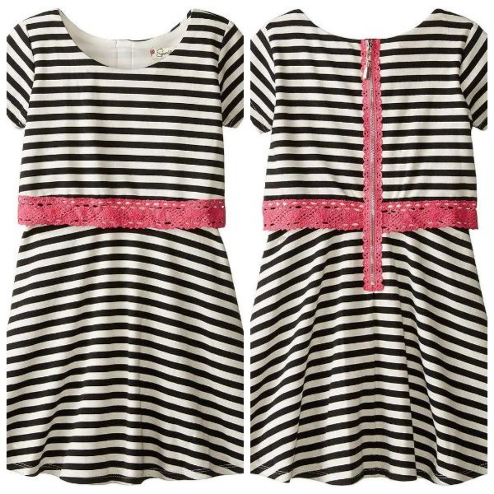 Speechless Girls Stripe Lace‎ Knit A-line 6 NWT